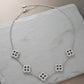 Black Encrusted Quatrefoil Motif Silver Necklace