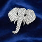 Brooch Silver Elephant Head Rhinestone Pin Women