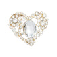 Brooch Gold Crystal Flower Heart Pin for Women