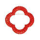 Brooch Red Rhinestone Quatrefoil Clover Pin