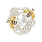 Brooch Gold Clear Glass Crystal Bee Flower Pin