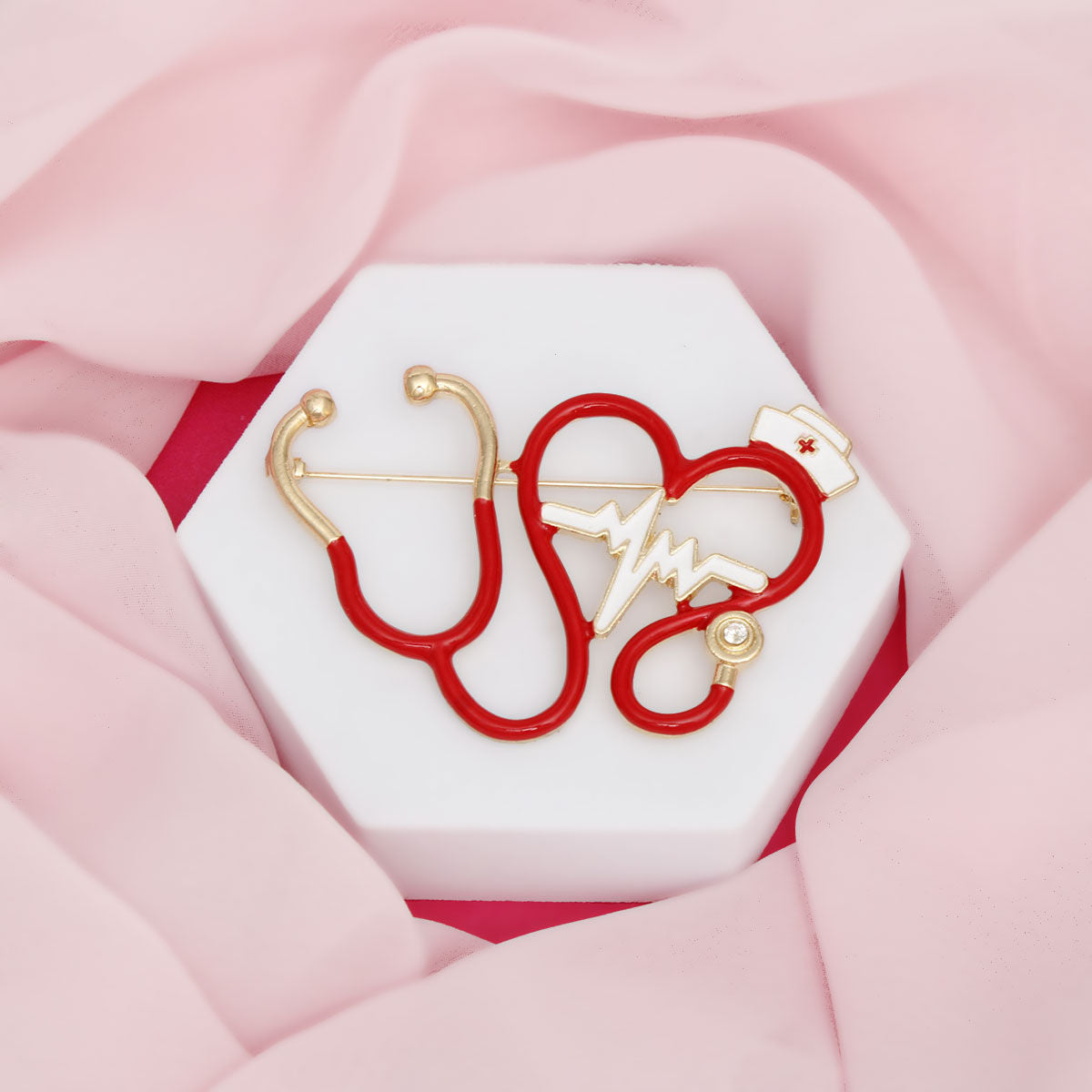 Brooch Red Nurse Medical Stethoscope Pin