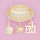 Brooch Football Team Spirit Navy and Orange Pin