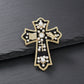 Black Brooch Elaborate Religious Cross Gold Pin