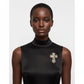 Black Brooch Elaborate Religious Cross Gold Pin