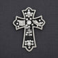 Black Brooch Elaborate Religious Cross Silver Pin