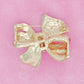 Brooch Graceful Red Gold Ribbon Bow Classic Pin