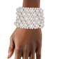 Pearl White Varying Size Woven Band Bracelet