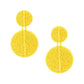 Drop Yellow Seed Bead and Felt Circle Earrings