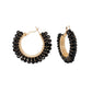 Hoops Black Bead Gold Wire Wrapped Earrings Women