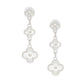 Dangle Silver Graduated Quatrefoil Clover Earrings