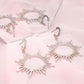 Drop Silver Open Hoop Sunburst Rhinestone Earrings