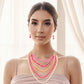 Fuchia Beads Pearl Necklace Set