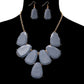 Gray Beads Statement Necklace Set