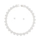 Chain Silver Pave Heart Link Necklace Set Women