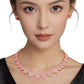 Chain Rose Gold Pave Heart Link Necklace Set Women
