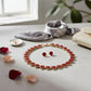Chain Red Pave Heart Link Necklace Set for Women