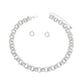 Chain Chunky Silver Triple Ring Choker for Women