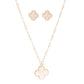 Pendant Vintage Cream Quatrefoil Gold Necklace Set