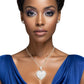 Pendant Silver 2 Layer Puffy Rhinestone Heart Set