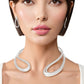 Choker Rigid Looped Silver Metal Hinge Collar