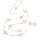 Long Necklace Gold Cream Monogram Flower Chain