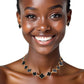 Necklace Gold Black Large Quatrefoil 16 Motifs