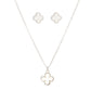 Pendant Vintage White Quatrefoil Silver Necklace