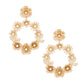 Drop Burnished Gold Flower Wreath Earrings Women