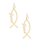 Fish Hooks Jesus Fish Gold Earrings for Women