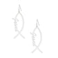 Fish Hooks Jesus Fish Silver Earrings for Women