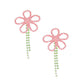 Jacket Pink Green Stone Daisy Earrings for Women