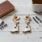 Dangle White Red Bead Cowboy Hat Boots Earrings