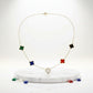 Stainless Steel Colorful 5 Motif Quatrefoil Necklace