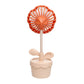 Portable Desk Fan Pink Flower Pot Little Honey