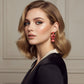 Stud Sweet Candy Red and Gold Crystal Earrings