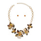 Collar Leopard Die Cut Gold Flower Artisan Necklace