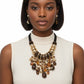 Beaded Brown Stone Global Artisan Leather Necklace