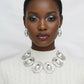 Collar Silver Organic Oval Domed Link Necklace