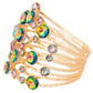 Pink Green Round Crystals Cuff