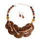 Brown Leopard Beaded Disc Necklace