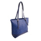 Blue Leather Chevron Tote Bag
