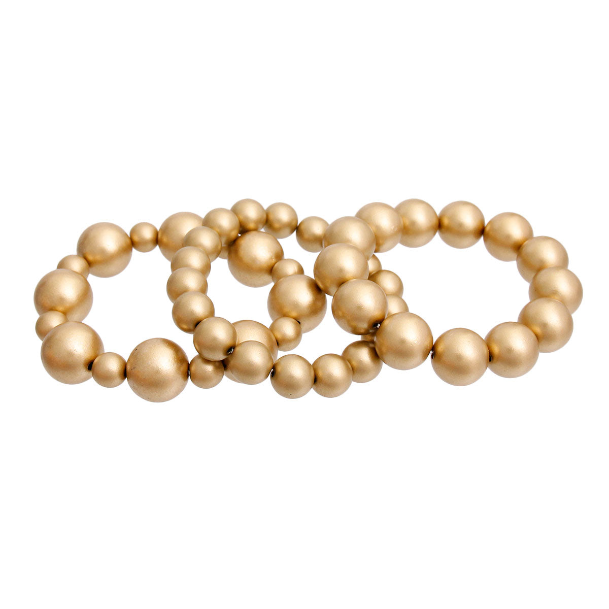 Matte Gold Pearl 3 Pcs Bracelets