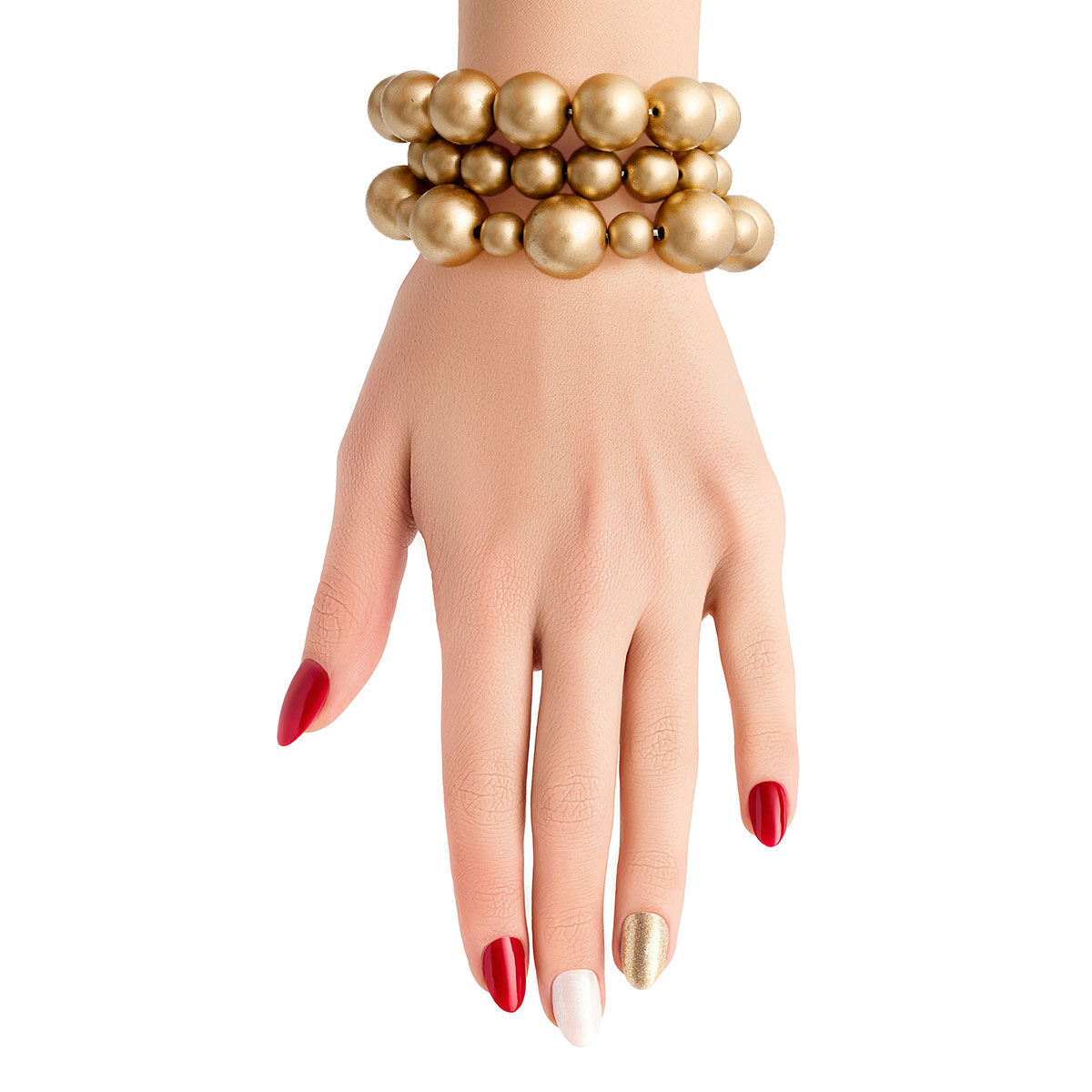 Matte Gold Pearl 3 Pcs Bracelets