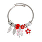 Silver Red Clover Cable Bangle