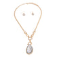 Gold Round Chain Teardrop Necklace
