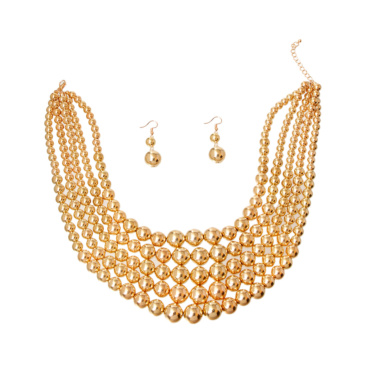 Gold Pearl Bead 5 Strand Set