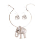 Burnished Silver Hammered Elephant Set