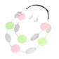Pink Green Silver Disc Necklace
