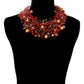 Multi Color Bead and Copper Bib Necklace